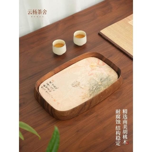 胡桃木茶盤芳圓幹泡臺大號家用功夫茶具實木泡茶海特別好看的茶臺