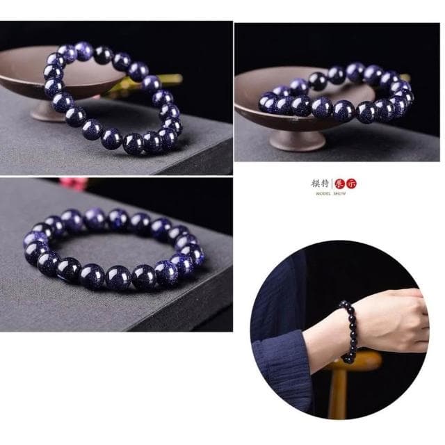 【開運堂】現貨 天然藍砂石水晶手鍊復古轉運星辰學生男女串珠飾品 開運堂