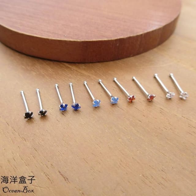 【海洋盒子】防耳洞密合免後扣超迷你2mm小方形鋯石純銀耳環.S999純銀耳環