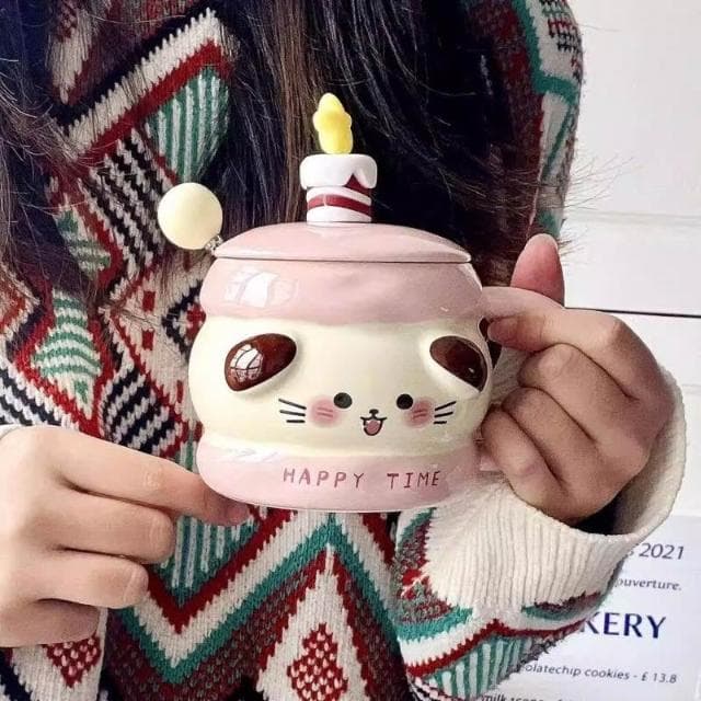 漫生活ins可愛馬克杯少女心高顔值陶瓷杯帶蓋勺咖啡杯生日禮物情侶有蓋