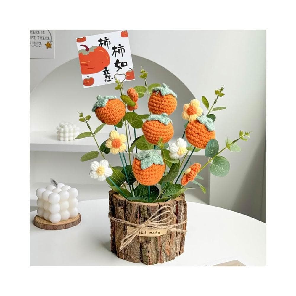 柿柿如意針織向日葵毛線花束女生生日禮物擺件中考高考畢業季禮品