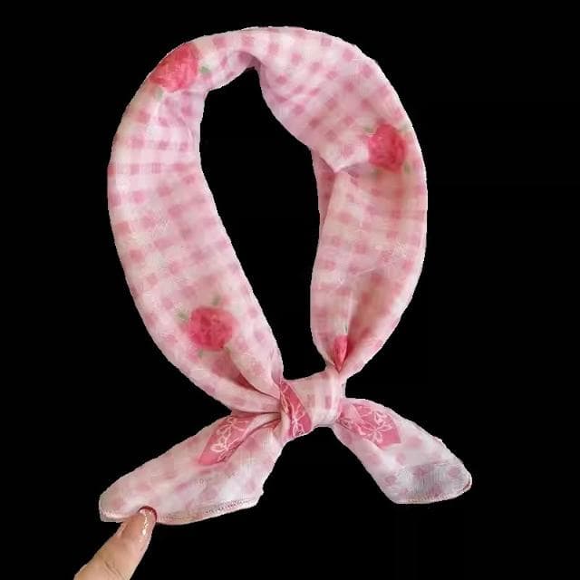 梵花 絲巾女棉麻小方巾韓版甜美粉碎花包頭巾防曬裝飾拍照空調房披肩潮