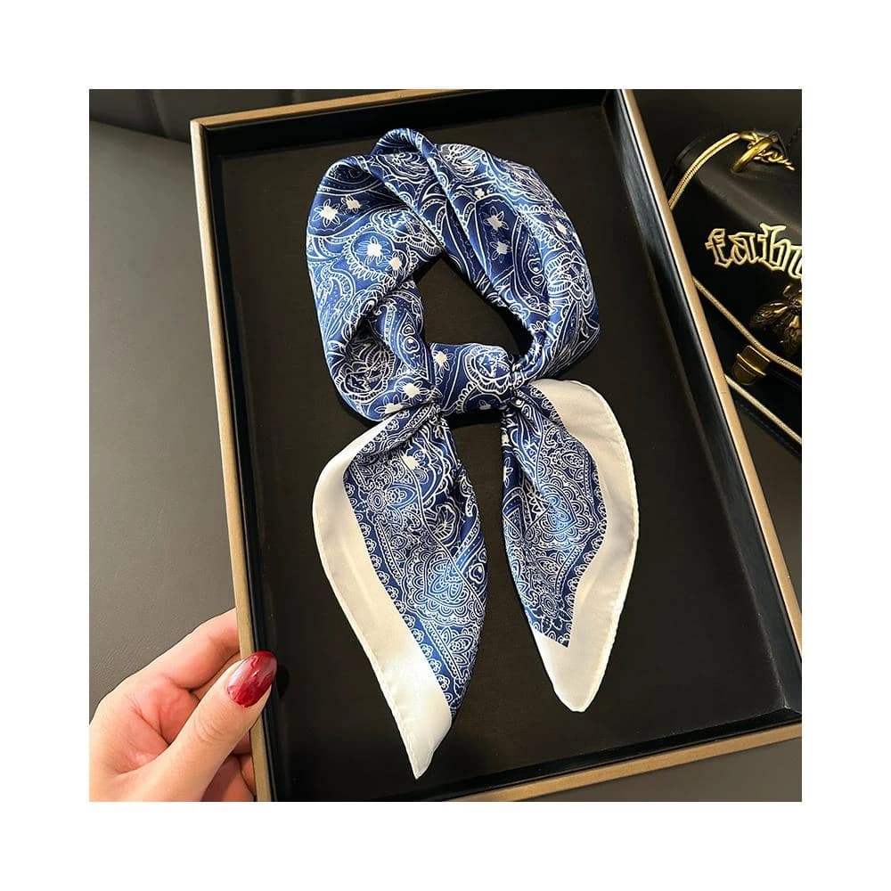 梵花 復古小方巾絲巾女春秋夏季搭配襯衫媽媽護頸飾圍脖子薄紗巾圍巾70