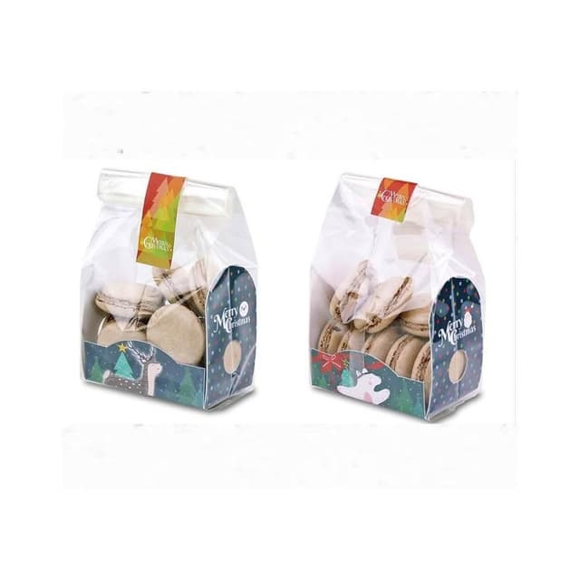 嚴選SHOP 10入 台灣製 聖誕雙面底卡+KOP袋 聖誕節包裝袋 透明袋 聖誕交換禮物袋 聖誕餅乾糖果袋 X167