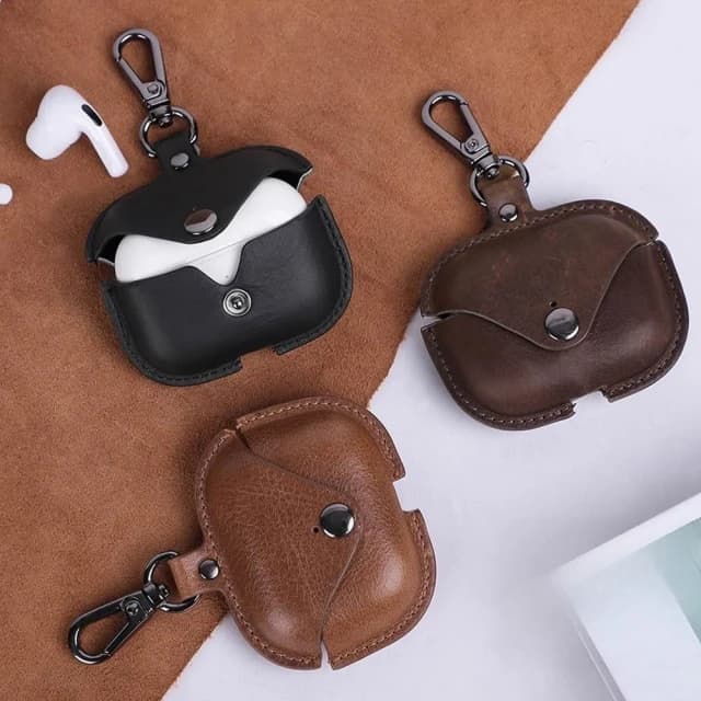 【MoonDy】耳機殼套 耳機防摔殼 耳機殼 蘋果耳機 蘋果周邊 真皮 airpods pro保護套 藍牙耳機殼 無線耳機套