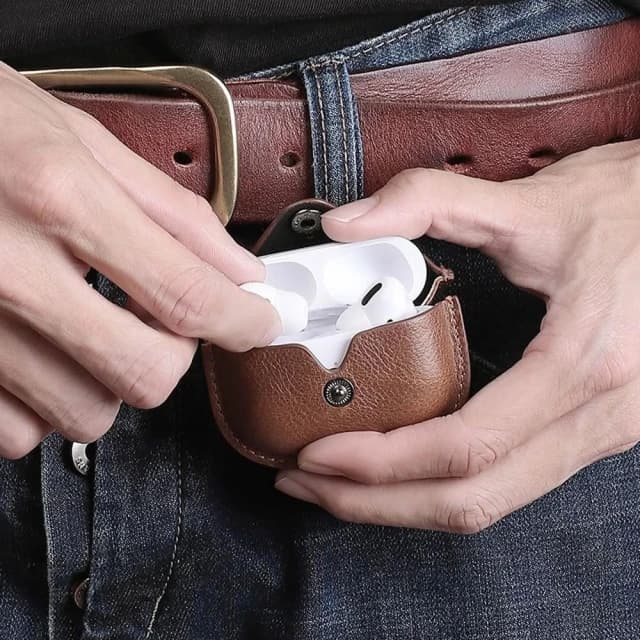 【MoonDy】耳機殼套 耳機防摔殼 耳機殼 蘋果耳機 蘋果周邊 真皮 airpods pro保護套 藍牙耳機殼 無線耳機套