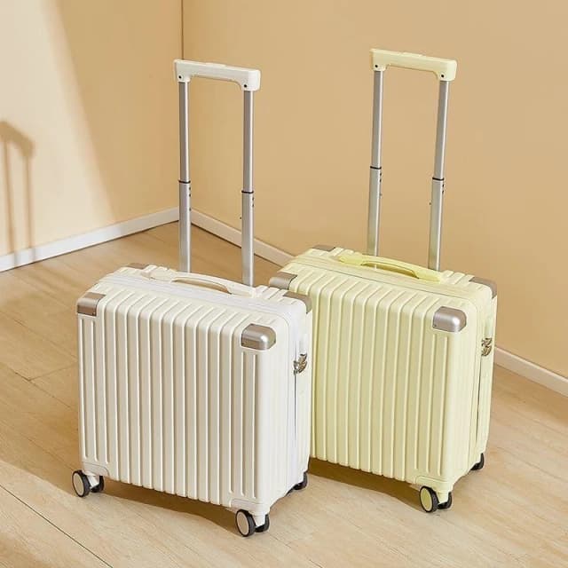 登機行李箱 18吋20吋 馬卡龍色 高顏值 USB充電摺疊杯架 密碼鎖 萬向輪 輕巧ABS材質