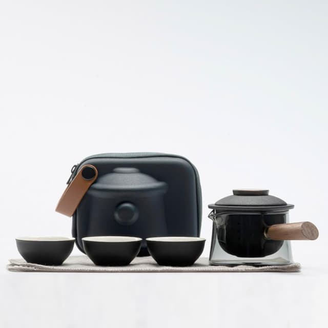 悠然側把壺快克杯 /附旅行收納包(旅行茶具 隨身泡茶組 泡茶 簡易泡茶 茶器套組)