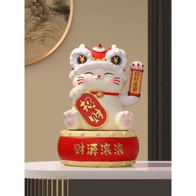 國潮醒獅招財貓擺件開業禮物自動搖手店鋪前臺發財貓裝飾新店送禮