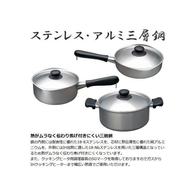 【柳宗理】附鍋蓋 日本高質感不鏽鋼三層鋼雙耳深湯鍋22cm(交換禮物 聖誕禮物 消光霧面 IH對應)