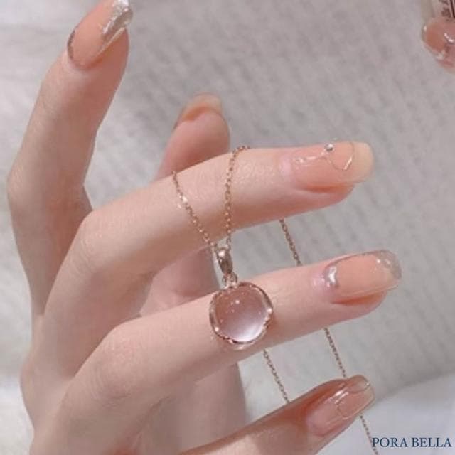 【Porabella】S999純銀粉晶項鍊 粉水晶項鍊招桃花好運吊墜純銀項鍊 愛情之石S999項鍊 Necklace