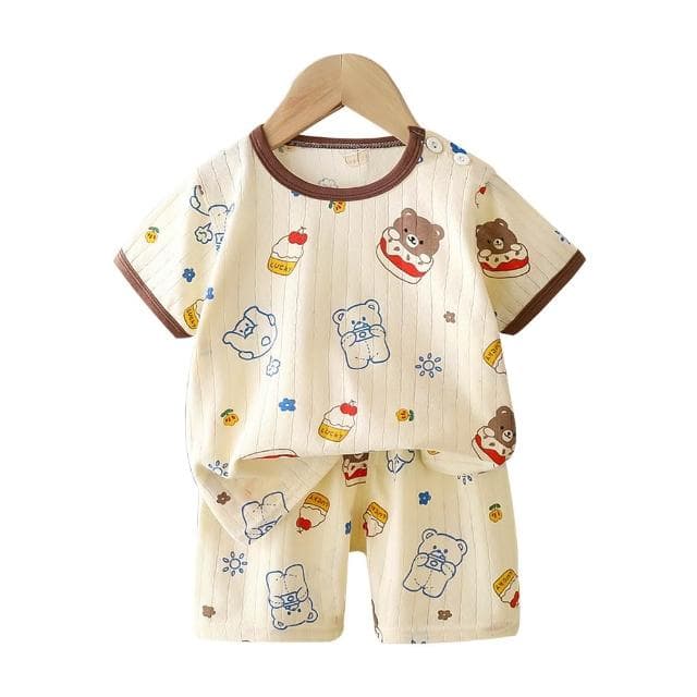 【JoyBaby】短袖上衣+短褲童裝組 純棉極薄肩扣 透氣上衣 寶寶開檔褲 短褲 兒童短袖睡衣