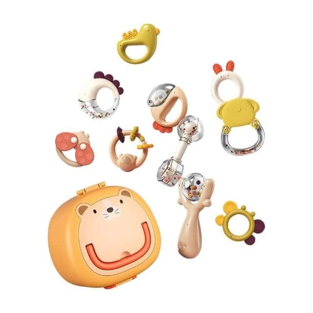 【JoyBaby】新生兒牙膠搖鈴 可愛造型聲響玩具套組 嬰兒玩具 彌月禮物