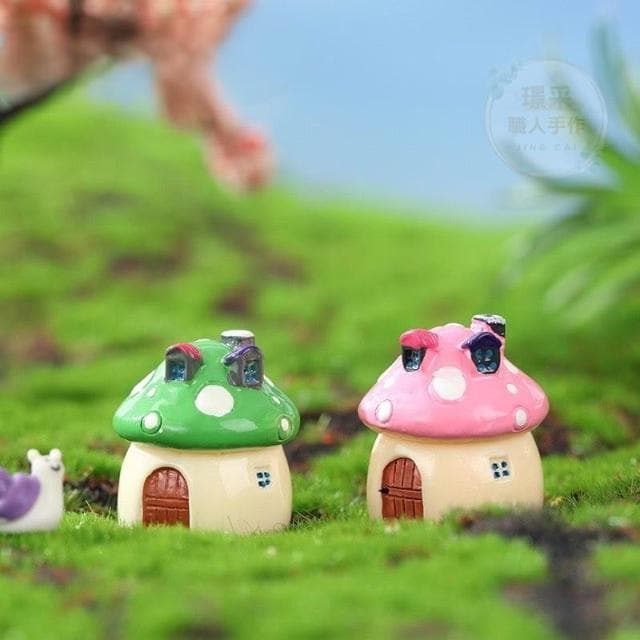 【璟采職人】蘑菇屋 仿真蘑菇屋 微景觀擺件 盆栽裝飾 迷你園藝 多肉植物 園藝植作 微景觀配件 微景觀 桌上裝飾