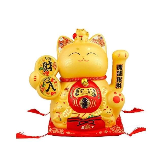 招財貓擺件搖手店鋪開業家居裝飾品陶瓷金色新年送禮高檔商務禮品