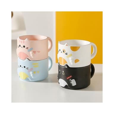 台灣現貨 可愛 貓咪 創意 陶瓷  情侶 對杯 馬克杯 水杯 咖啡杯 早餐杯 奶茶杯 沖泡 禮品 伴手禮 情人節 生日