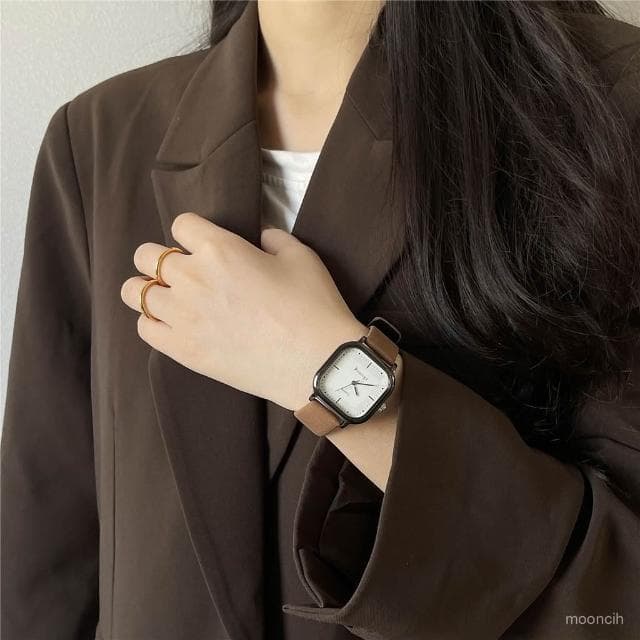 偉偉有道 手錶男女學生輕奢高級感小衆韓版簡約氣質休閒百搭方形複古石英錶