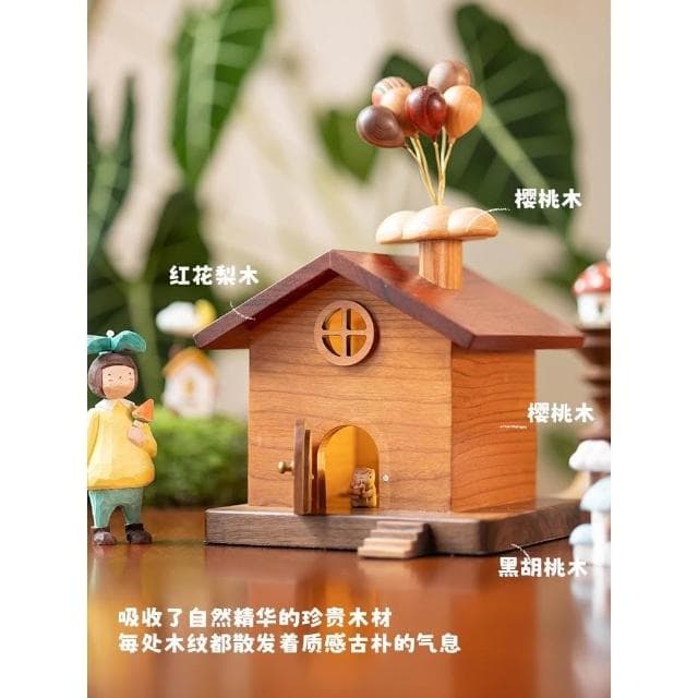 飛屋擺件/ 創木工坊 實木質可愛小木屋子存錢罐 家居喬遷新年禮物
