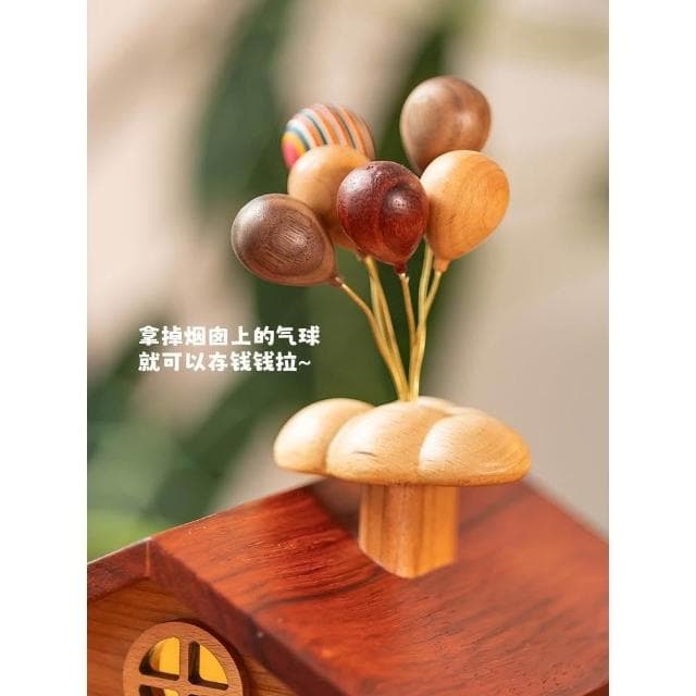 飛屋擺件/ 創木工坊 實木質可愛小木屋子存錢罐 家居喬遷新年禮物