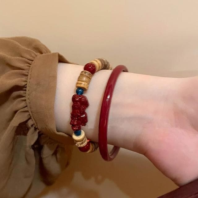 🎗飾間首飾鋪 硃砂串珠手鍊首飾手串高級感復古疊戴手鍊飾品