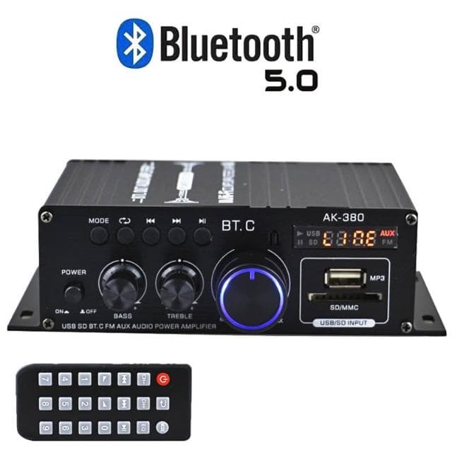 現貨 AK380藍牙汽車音響 家用12v 大功率 車載 功放機迷妳小型 功放機