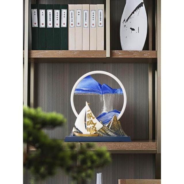一帆風順帆船流沙畫擺件創意沙漏客廳辦公室裝飾品紀念品畢業禮物