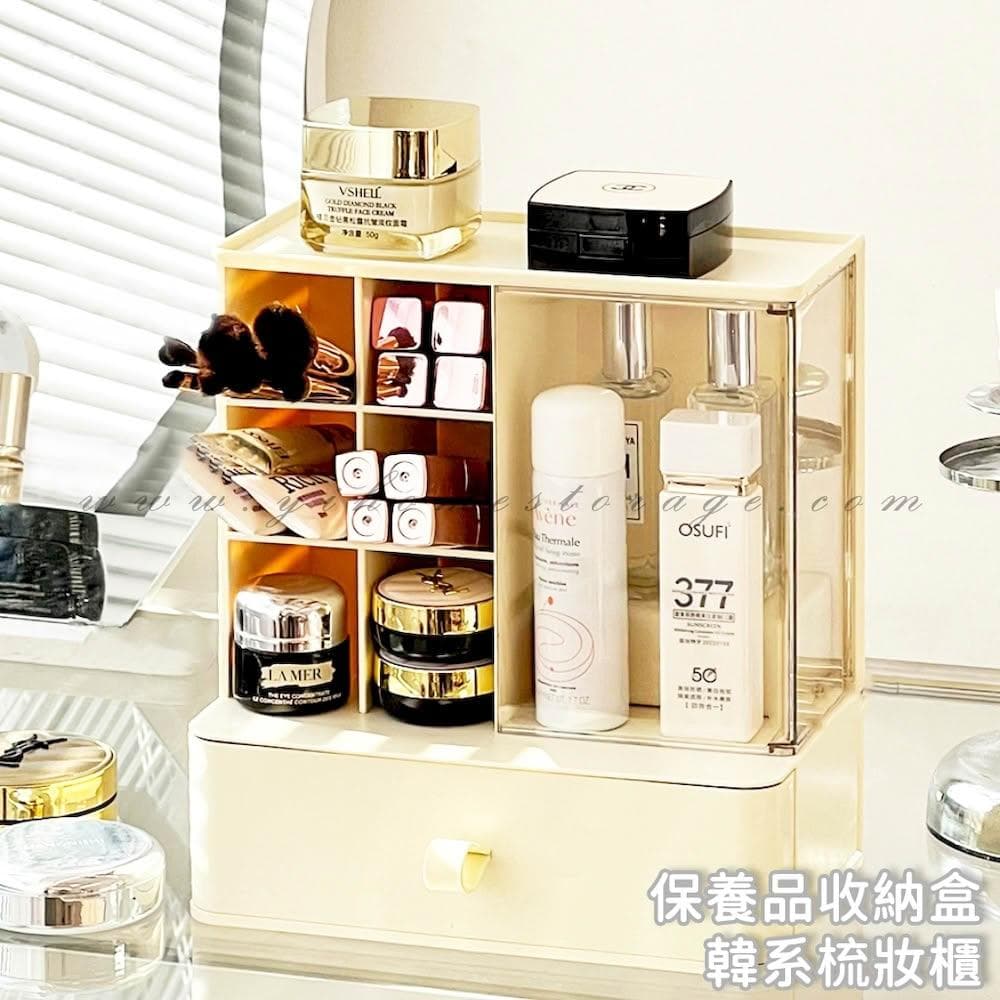 透明可視化妝箱 保養品收納盒 多層收納盒 桌面置物櫃 抽屜式彩妝櫃 桌上美妝箱 ins化妝品收納盒 韓系梳妝櫃