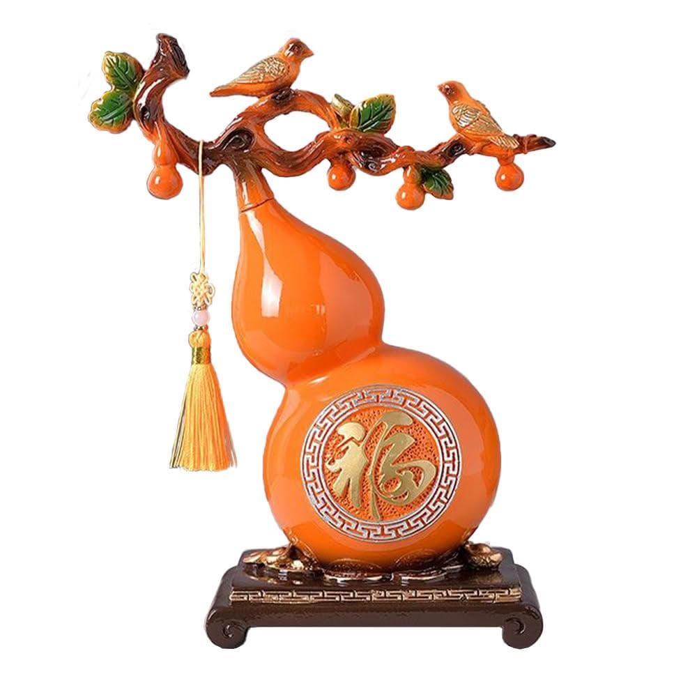 新中式葫蘆擺件 招財進寶樹脂工藝 客廳柿柿如意裝飾品 喬遷新居禮物 葫蘆擺件 新中式家居玄關酒櫃裝飾品DYT