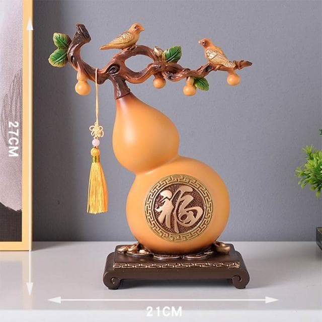 新中式葫蘆擺件 招財進寶樹脂工藝 客廳柿柿如意裝飾品 喬遷新居禮物 葫蘆擺件 新中式家居玄關酒櫃裝飾品DYT
