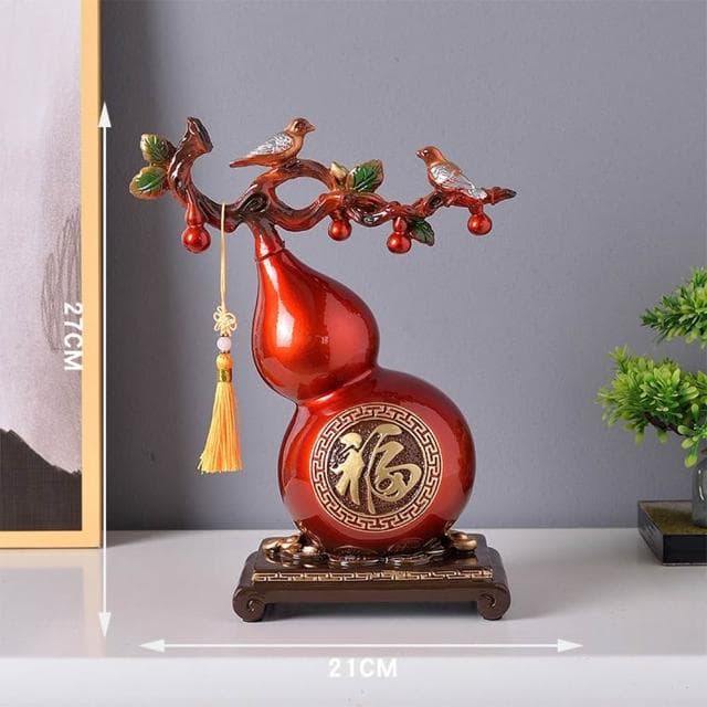 新中式葫蘆擺件 招財進寶樹脂工藝 客廳柿柿如意裝飾品 喬遷新居禮物 葫蘆擺件 新中式家居玄關酒櫃裝飾品DYT