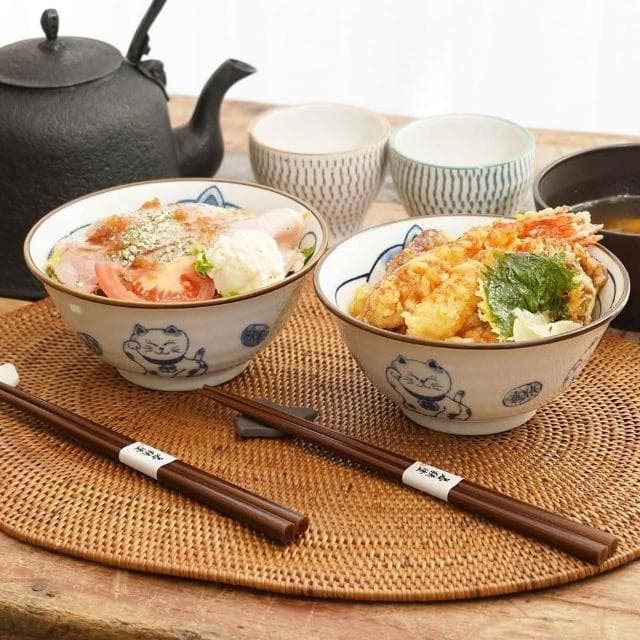 【美濃燒】日本 招財貓陶瓷對碗套組禮盒 (附木筷) 陶瓷 對碗 招財貓 結婚禮 入厝禮 企業採購 商務禮品 生日禮