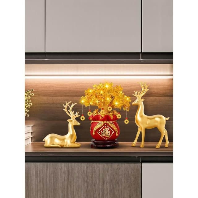 發財樹擺件招財客廳工藝品玄關搖錢樹酒櫃裝飾品喬遷新居開業禮物