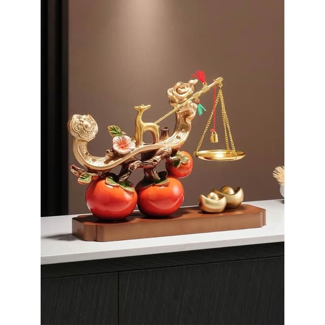 柿柿稱心如意招財擺件玄關客廳高檔裝飾品發財樹喬遷新居搬家禮物