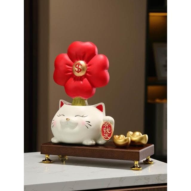 有錢花招財貓擺件辦公室桌面裝飾可愛喬遷新居禮物男女生生日禮品