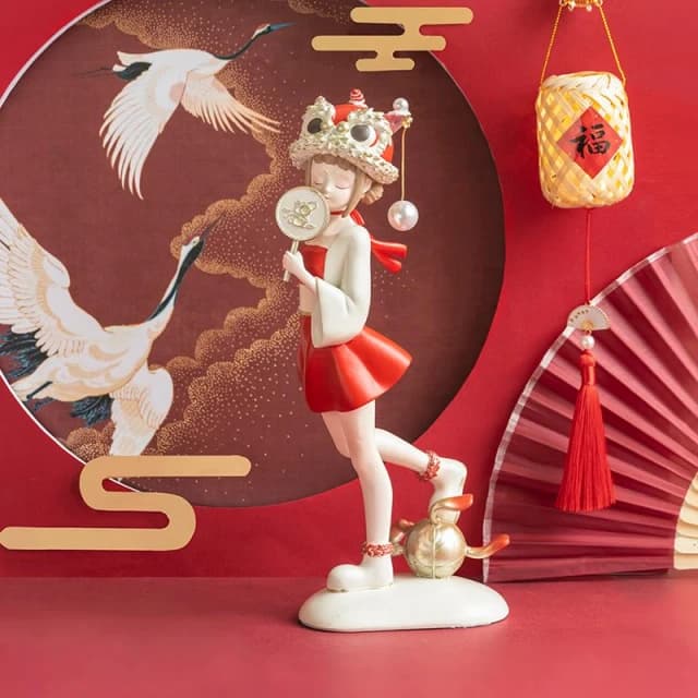 新風潮醒獅喜樂少女家居裝飾品擺件生日送女友閨蜜禮物禮盒喬遷新居 手工藝品 送禮優選