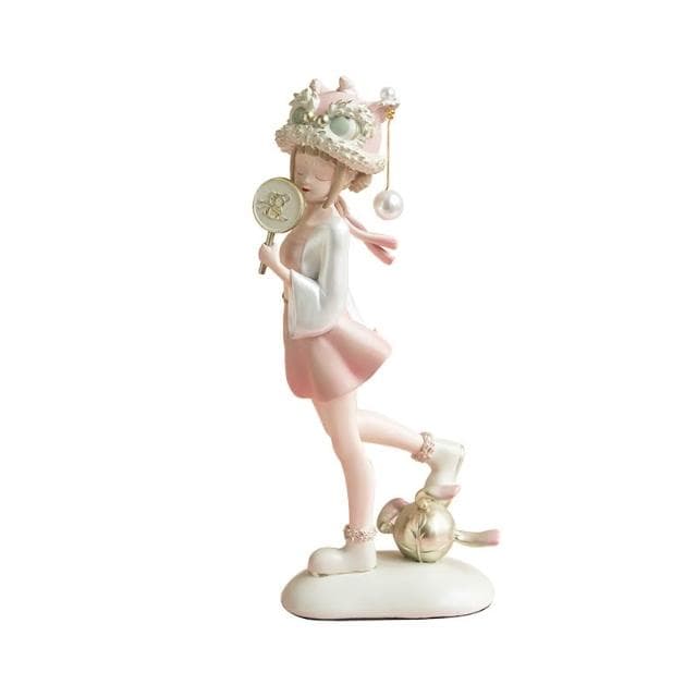 新風潮醒獅喜樂少女家居裝飾品擺件生日送女友閨蜜禮物禮盒喬遷新居 手工藝品 送禮優選