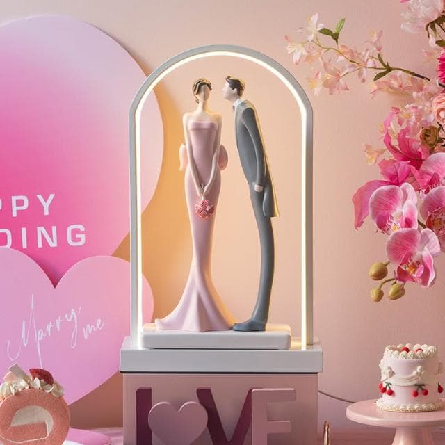 結婚小夜燈裝飾品擺件禮品送新人閨蜜實用颱燈訂婚新婚禮物情人節 婚禮用品 創意禮品 裝飾禮品 