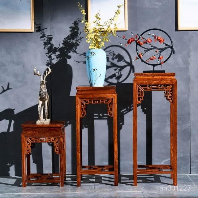 紅木花架 花梨木客廳轉角花幾中式仿古實木落地架置物架陽臺花架展示邊桌 盆栽架 花架 植物架 V6WH