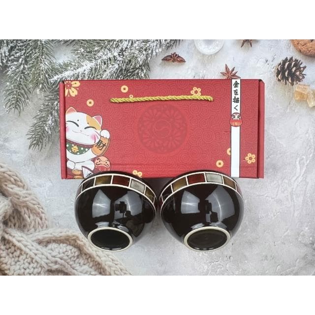 招財貓禮盒 兩碗禮盒 日式  貓咪 招財貓 禮盒 禮品 飯碗 陶瓷 春節 尾牙 滿月 喬遷 送禮