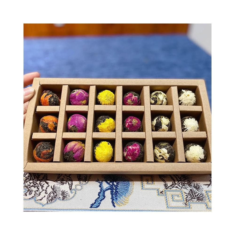 HanNaMiChan【店長推薦伴手禮】批髮雲南普洱茶葉2024年龍珠花茶生茶散茶喬木沱茶花茶禮盒裝18顆
