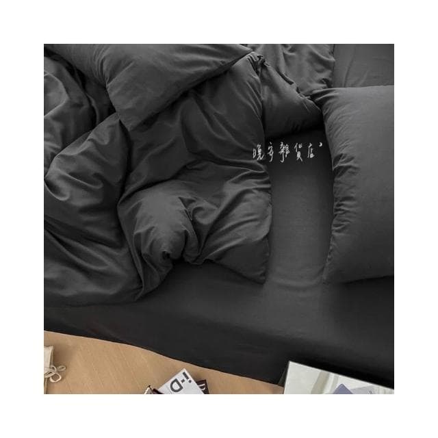 【晚安雜貨店】ins純黑色工業風床單床包四件套 寢具 床包 床單  wanan/☾…