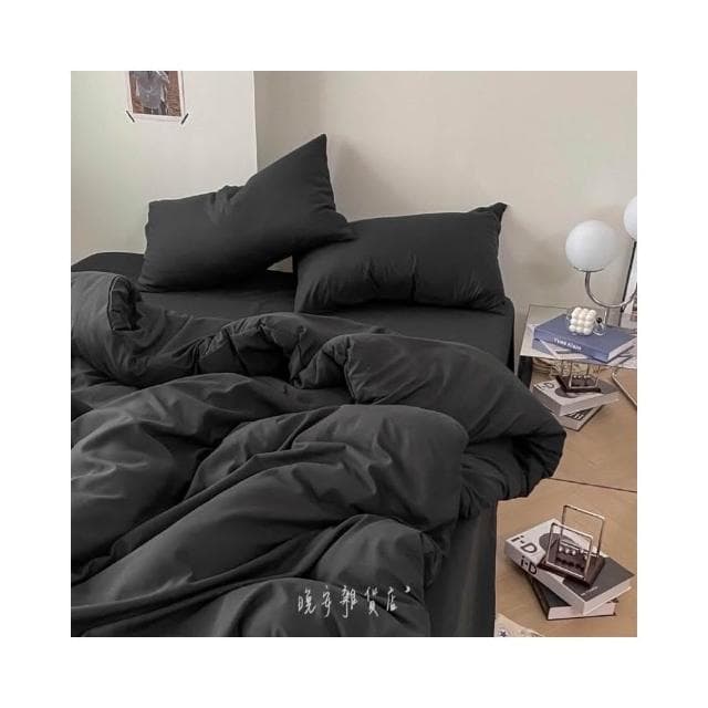 【晚安雜貨店】ins純黑色工業風床單床包四件套 寢具 床包 床單  wanan/☾…