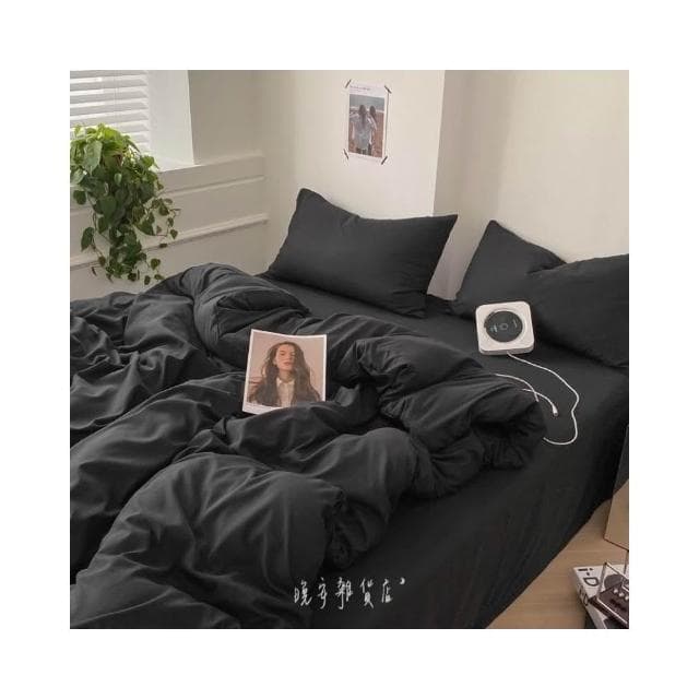 【晚安雜貨店】ins純黑色工業風床單床包四件套 寢具 床包 床單  wanan/☾…