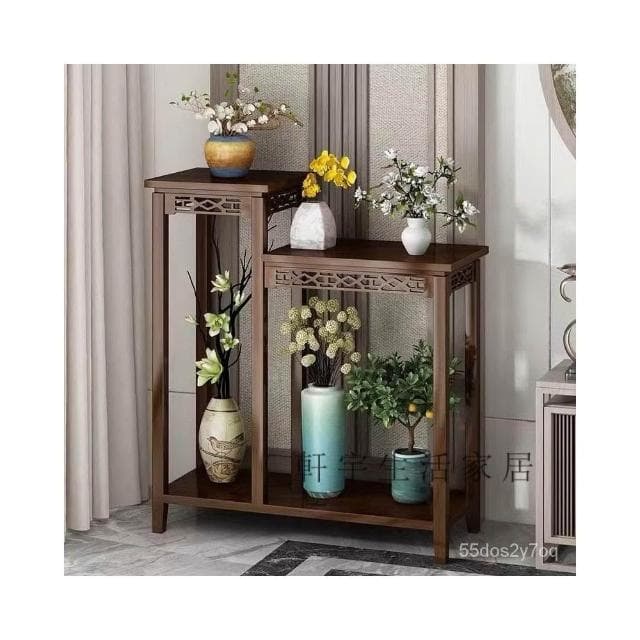 優品💯優選🚛 古架實木新中式多寶閣茶葉展示櫃 置物架 花盆架 客廳落地式吊蘭架 仿古花幾 植物架 聚寶盆架 盆栽架