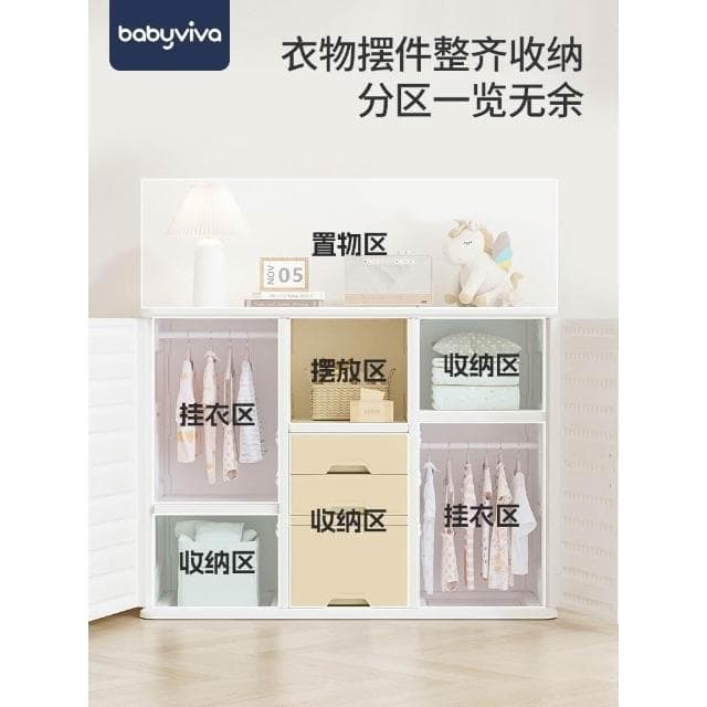 兒童衣櫃臥室家用寶寶玩具櫃收納櫃嬰兒櫃子小衣櫥儲物櫃