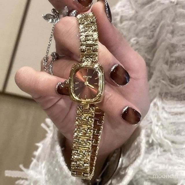 偉偉錶錶 氣質小金錶手鏈款竹節鏈女小巧精緻複古石英錶輕奢小衆高級感手錶