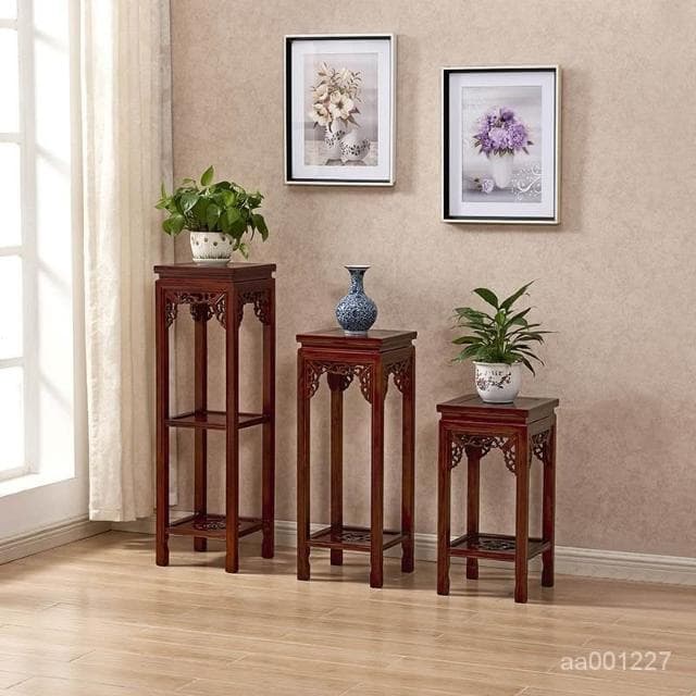 花架實木中式客廳榆木仿古花架子多層室內特價綠蘿盆景方形展示邊桌 盆栽架 花架 植物架 3TJ3
