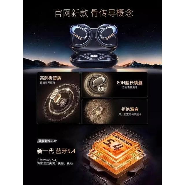 2025新款骨傳導藍牙耳機無線超長續航mate70掛耳式mate60不入耳