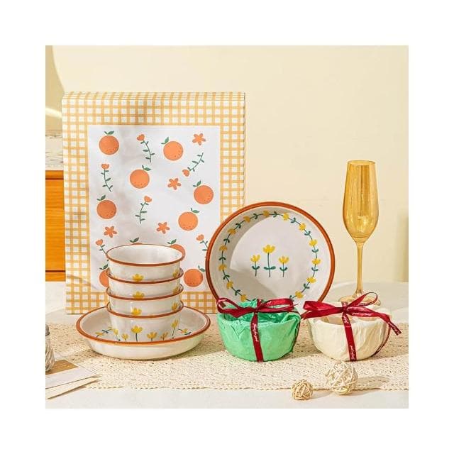 小慕Kogure 碗具 陶瓷釉下彩禮物 山菊花陶瓷碗餐具 喬遷禮品碗商務活動禮品