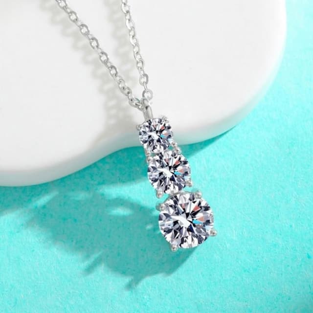 【米蘭精品】現貨+預購 頂級莫桑鑽石項鍊925純銀女項鍊鎖骨鍊項鏈情人節禮物(1.8克拉小眾高級74lq9)
